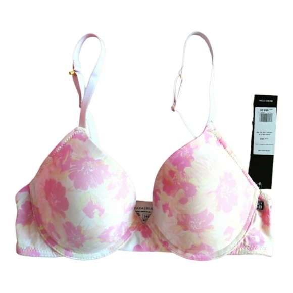 2/70🐞NWT BCBGMaxAzria Ultra Soft Push up Underwire Padded Bra Floral White Pink - Picture 4 of 15